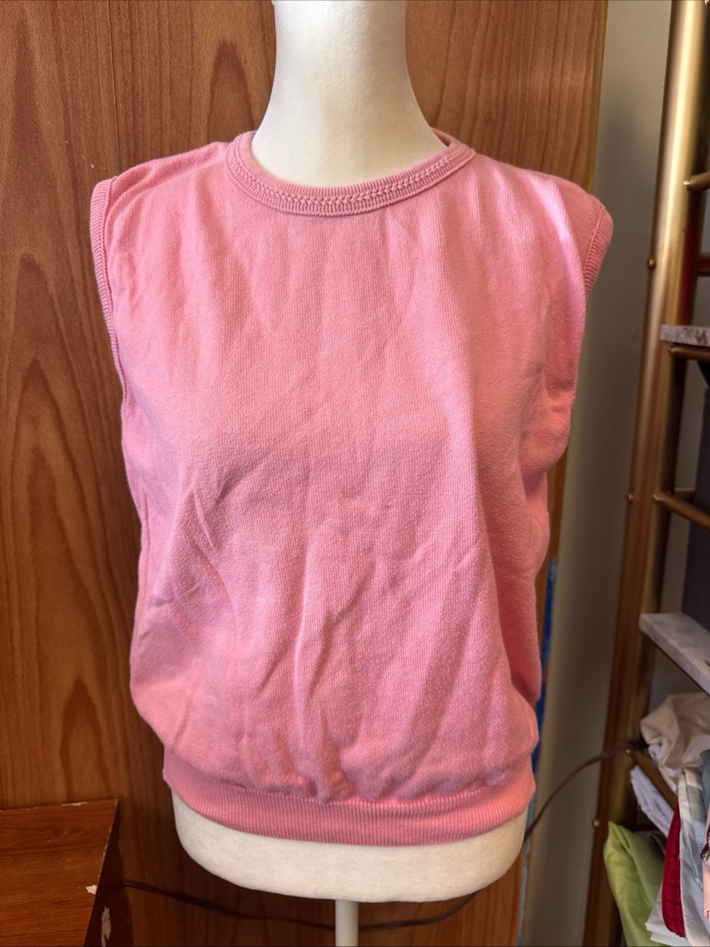 VINTAGE 80's 90's Designer's Originals Light Pink Vest L Large 100% Cotton